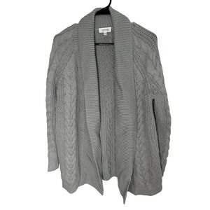 Haven Well Within Wm Med Grey Knit Cardigan Sweater Cotton Acrylic Blend‎